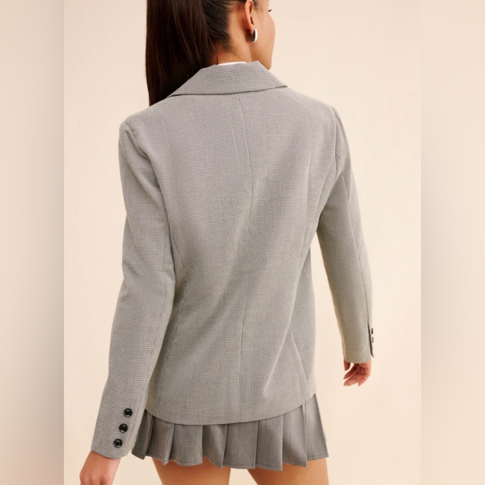 Anthropologie X Flat White Houndstooth Boyfriend Blazer - Size XL - Picture 4 of 10